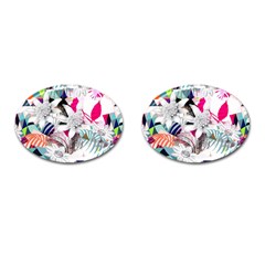 Flower Graphic Pattern Floral Cufflinks (oval) by Mariart