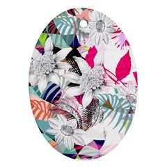 Flower Graphic Pattern Floral Oval Ornament (two Sides) by Mariart