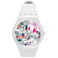 Flower Graphic Pattern Floral Round Plastic Sport Watch (m) by Mariart