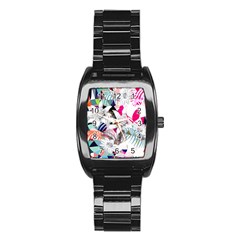 Flower Graphic Pattern Floral Stainless Steel Barrel Watch by Mariart