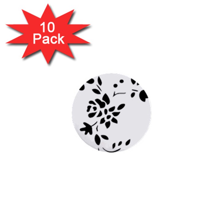 Flower Rose Black Sexy 1  Mini Buttons (10 pack) 