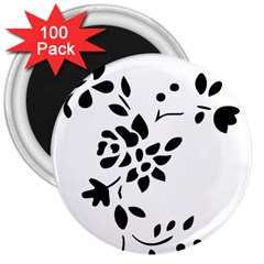 Flower Rose Black Sexy 3  Magnets (100 Pack) by Mariart