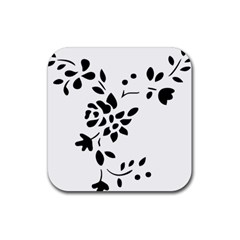 Flower Rose Black Sexy Rubber Coaster (square)  by Mariart