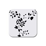 Flower Rose Black Sexy Rubber Square Coaster (4 pack)  Front