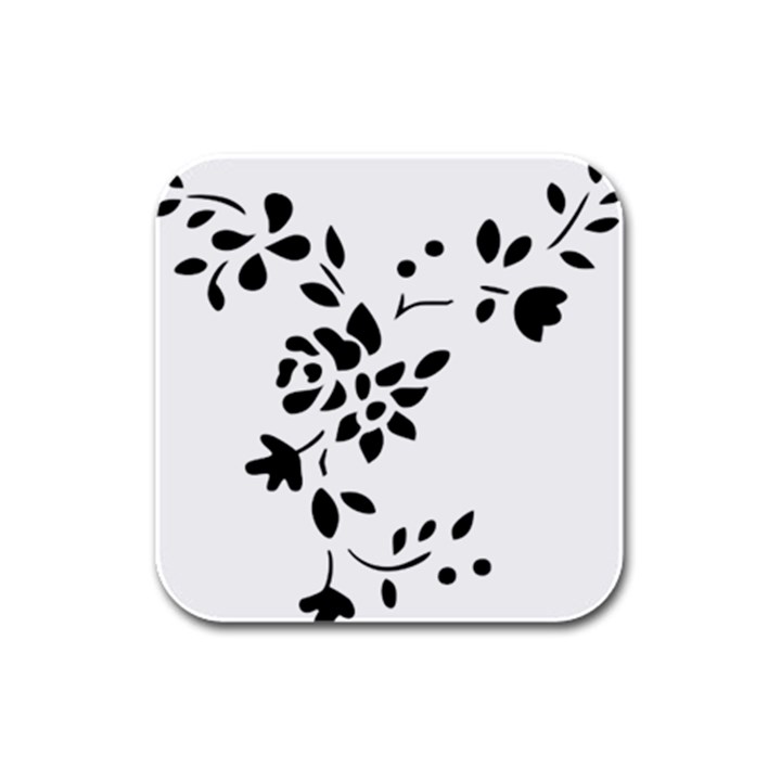 Flower Rose Black Sexy Rubber Square Coaster (4 pack) 