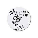 Flower Rose Black Sexy Rubber Coaster (Round)  Front