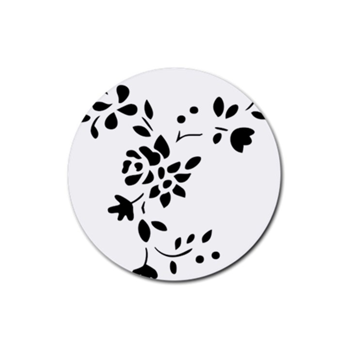 Flower Rose Black Sexy Rubber Coaster (Round) 