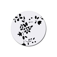 Flower Rose Black Sexy Rubber Round Coaster (4 Pack) 