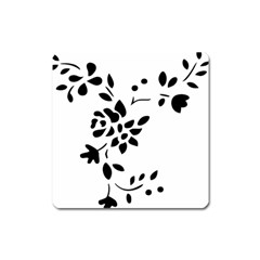 Flower Rose Black Sexy Square Magnet