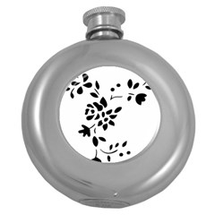 Flower Rose Black Sexy Round Hip Flask (5 Oz)