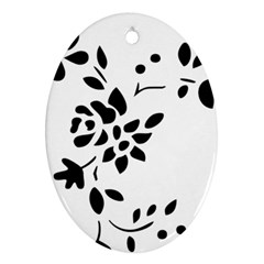 Flower Rose Black Sexy Oval Ornament (two Sides)