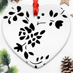 Flower Rose Black Sexy Heart Ornament (two Sides) by Mariart