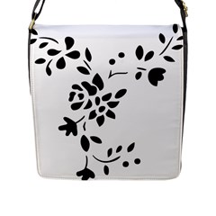 Flower Rose Black Sexy Flap Messenger Bag (l) 