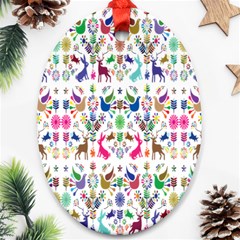 Birds Fish Flowers Floral Star Blue White Sexy Animals Beauty Rainbow Pink Purple Blue Green Orange Ornament (oval) by Mariart