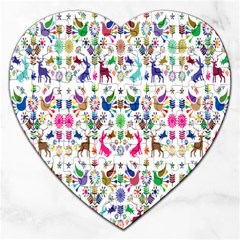 Birds Fish Flowers Floral Star Blue White Sexy Animals Beauty Rainbow Pink Purple Blue Green Orange Jigsaw Puzzle (heart) by Mariart