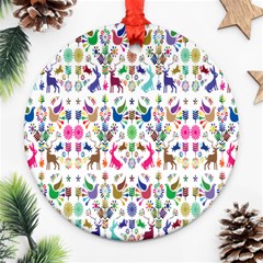 Birds Fish Flowers Floral Star Blue White Sexy Animals Beauty Rainbow Pink Purple Blue Green Orange Round Ornament (two Sides) by Mariart