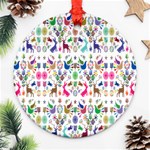 Birds Fish Flowers Floral Star Blue White Sexy Animals Beauty Rainbow Pink Purple Blue Green Orange Round Ornament (Two Sides) Front