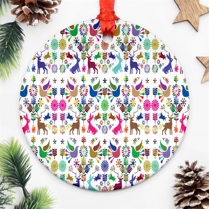 Birds Fish Flowers Floral Star Blue White Sexy Animals Beauty Rainbow Pink Purple Blue Green Orange Round Ornament (Two Sides)