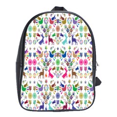 Birds Fish Flowers Floral Star Blue White Sexy Animals Beauty Rainbow Pink Purple Blue Green Orange School Bag (large) by Mariart