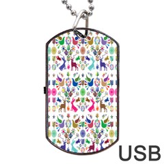 Birds Fish Flowers Floral Star Blue White Sexy Animals Beauty Rainbow Pink Purple Blue Green Orange Dog Tag Usb Flash (two Sides) by Mariart