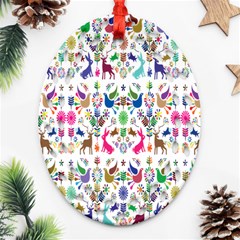 Birds Fish Flowers Floral Star Blue White Sexy Animals Beauty Rainbow Pink Purple Blue Green Orange Ornament (oval Filigree) by Mariart