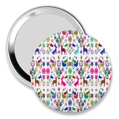 Birds Fish Flowers Floral Star Blue White Sexy Animals Beauty Rainbow Pink Purple Blue Green Orange 3  Handbag Mirrors