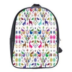 Birds Fish Flowers Floral Star Blue White Sexy Animals Beauty Rainbow Pink Purple Blue Green Orange School Bag (xl) by Mariart