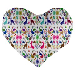 Birds Fish Flowers Floral Star Blue White Sexy Animals Beauty Rainbow Pink Purple Blue Green Orange Large 19  Premium Heart Shape Cushions by Mariart