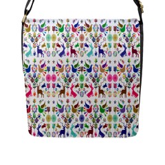 Birds Fish Flowers Floral Star Blue White Sexy Animals Beauty Rainbow Pink Purple Blue Green Orange Flap Messenger Bag (l)  by Mariart