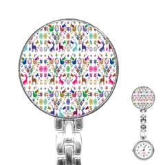 Birds Fish Flowers Floral Star Blue White Sexy Animals Beauty Rainbow Pink Purple Blue Green Orange Stainless Steel Nurses Watch by Mariart