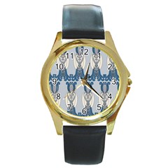 Flower Floral Leaf Beauty Art Round Gold Metal Watch