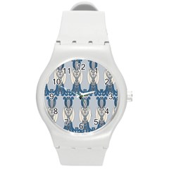 Flower Floral Leaf Beauty Art Round Plastic Sport Watch (m) by Mariart