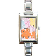 Flower Sunflower Floral Pink Orange Beauty Blue Yellow Rectangle Italian Charm Watch