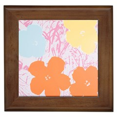 Flower Sunflower Floral Pink Orange Beauty Blue Yellow Framed Tiles