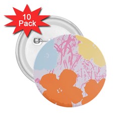 Flower Sunflower Floral Pink Orange Beauty Blue Yellow 2.25  Buttons (10 pack) 