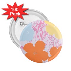 Flower Sunflower Floral Pink Orange Beauty Blue Yellow 2 25  Buttons (100 Pack) 