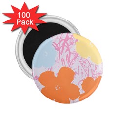 Flower Sunflower Floral Pink Orange Beauty Blue Yellow 2 25  Magnets (100 Pack) 