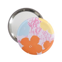 Flower Sunflower Floral Pink Orange Beauty Blue Yellow 2 25  Handbag Mirrors by Mariart