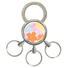 Flower Sunflower Floral Pink Orange Beauty Blue Yellow 3-ring Key Chains