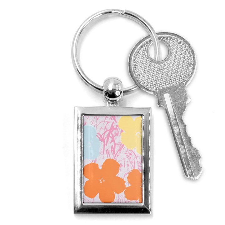 Flower Sunflower Floral Pink Orange Beauty Blue Yellow Key Chains (Rectangle) 