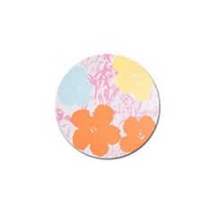 Flower Sunflower Floral Pink Orange Beauty Blue Yellow Golf Ball Marker