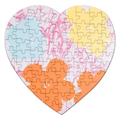 Flower Sunflower Floral Pink Orange Beauty Blue Yellow Jigsaw Puzzle (Heart)