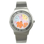 Flower Sunflower Floral Pink Orange Beauty Blue Yellow Stainless Steel Watch Front