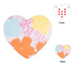 Flower Sunflower Floral Pink Orange Beauty Blue Yellow Playing Cards (heart) 