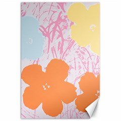 Flower Sunflower Floral Pink Orange Beauty Blue Yellow Canvas 20  x 30  