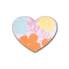 Flower Sunflower Floral Pink Orange Beauty Blue Yellow Heart Coaster (4 Pack)  by Mariart