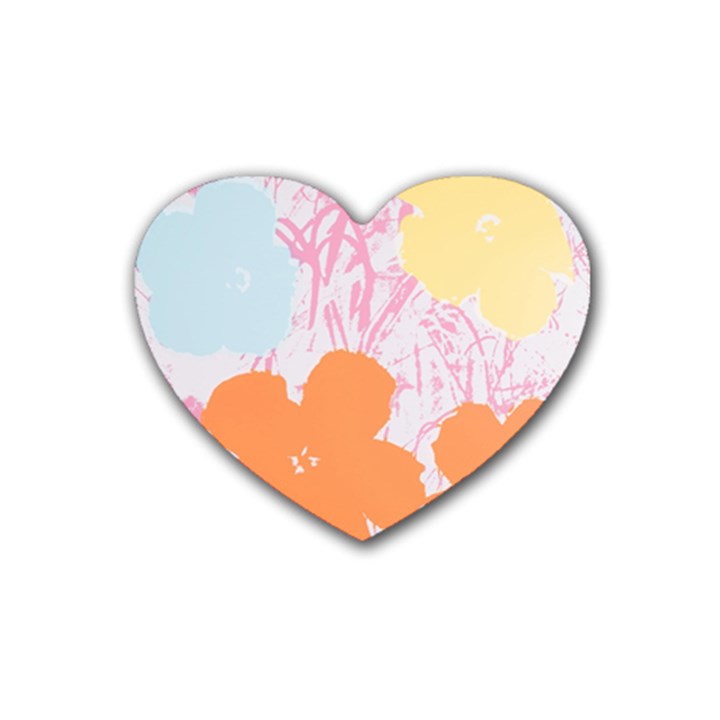 Flower Sunflower Floral Pink Orange Beauty Blue Yellow Heart Coaster (4 pack) 