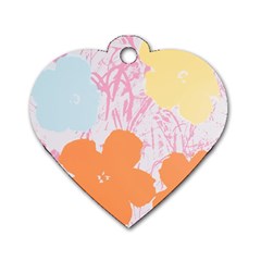 Flower Sunflower Floral Pink Orange Beauty Blue Yellow Dog Tag Heart (One Side)