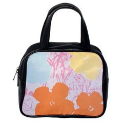 Flower Sunflower Floral Pink Orange Beauty Blue Yellow Classic Handbags (one Side) by Mariart