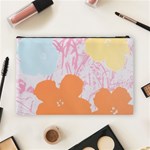 Flower Sunflower Floral Pink Orange Beauty Blue Yellow Cosmetic Bag (Large)  Back